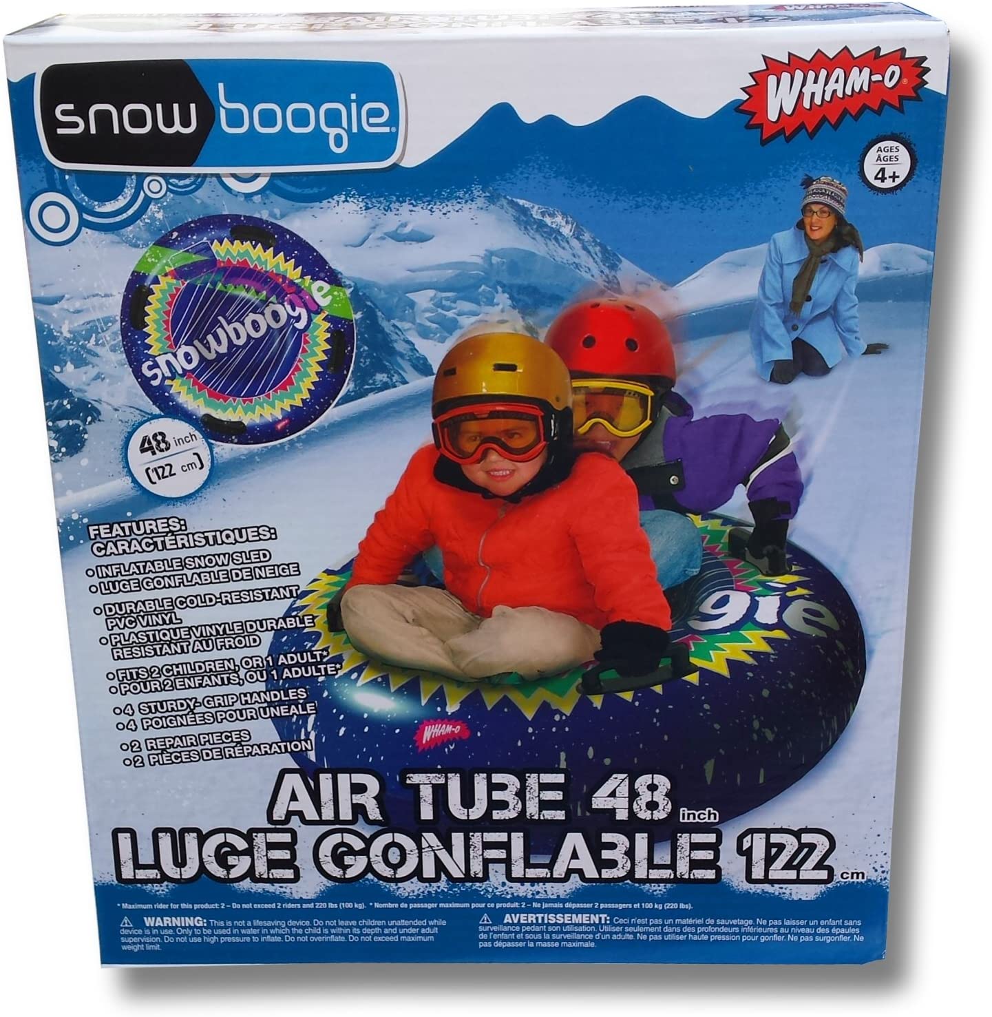 Snow Sledding for Adults /& Children Holidays /& Winter Inflatable Sled with Soft Handles Slick Bottom for Speed /& Control Wham-O Snowboogie Air Sled 32 Single Rider Snow Racing Car Sled