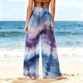 thumbnail image 6 of Tnhcen Women's Summer Chiffon Wide Leg Beach Pants UV Protection Lightweight Tie Dye Print Casual Loose Beach Cover Up 100% Polyester Beach Pants S-2XL, 6 of 7