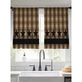 thumbnail image 3 of Brown Black Plaid Semi Sheer Window Curtains 54 Inches Long, Vintage Rustic Star Buffalo Check Rod Pocket Voile Chiffon Curtain Light Filtering Drapes for Living Room, Kitchen, 52"x54", 2 Panels, 3 of 9