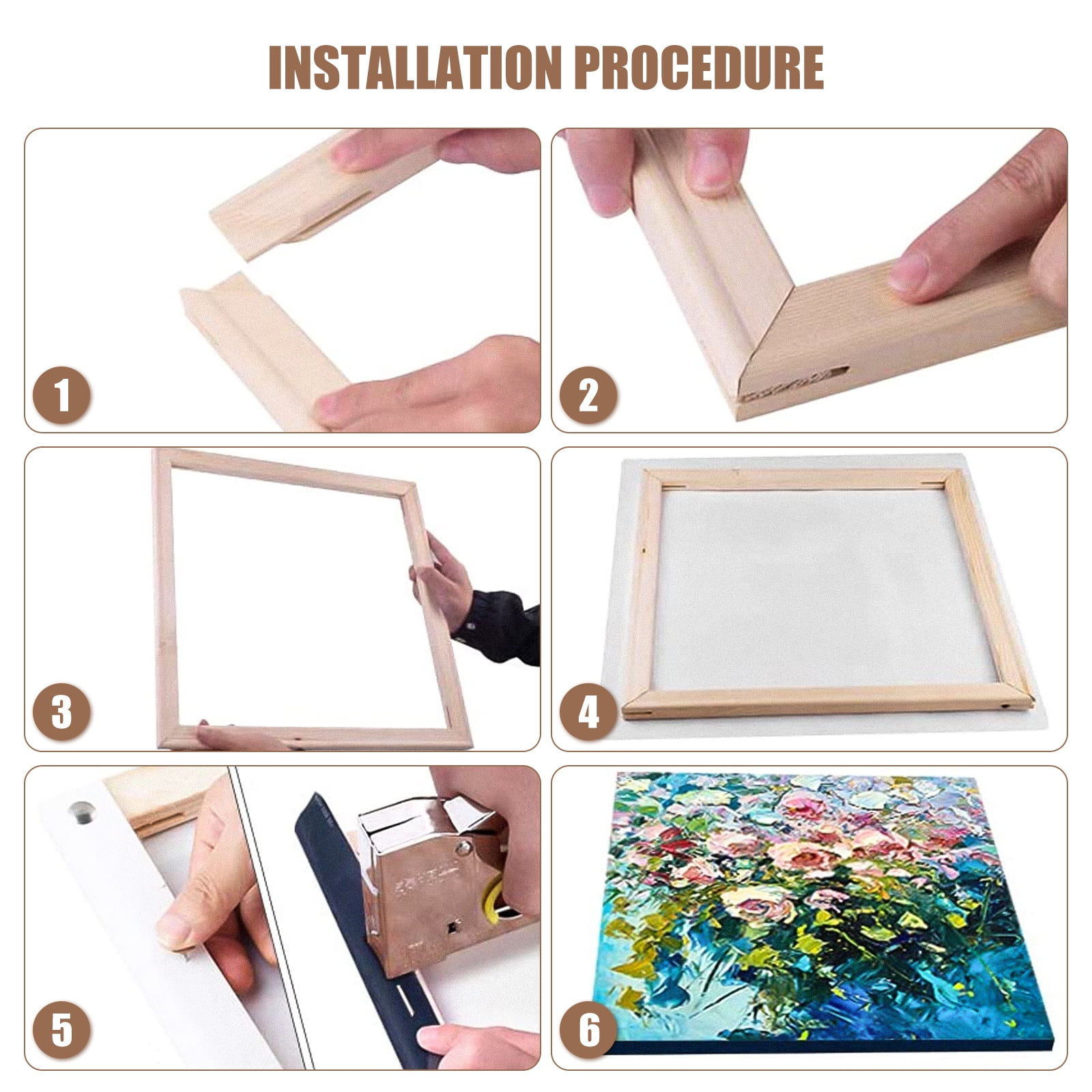 WASHWEPE Beige Wood Frame for Canvas Home and Office 1 Set 15.7X11.8X0.7In