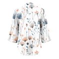thumbnail image 5 of DeHolifer Women's T-Shirts 3/4 Sleeve V-Neck Floral Printed Regular Fit Loose Casual Fashion Shirt Top White M, 5 of 6