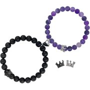 Couples Bracelets King&Queen Crown His and Her Bracelets Heart Matching Bracelets Long Distance Relationship Gifts for Boyfriend and Girlfriend on Anniversary Couples Jewelry for Women Men