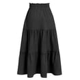 thumbnail image 4 of ASEIDFNSA Girls Smocked Waist Maxi Skirt with Tiered Hem Long A Line Fit and Soft Fabric (Black,7-8 Years), 4 of 5