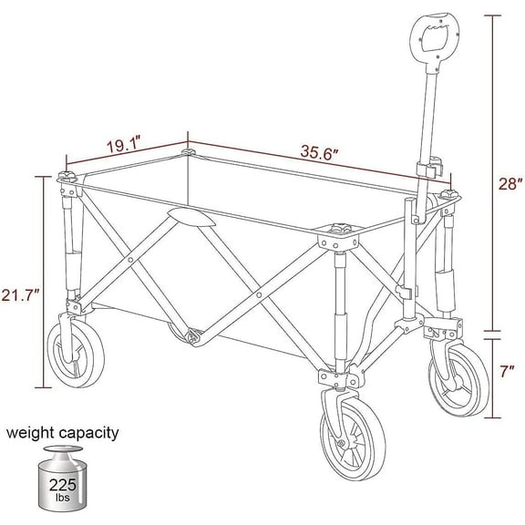 Collapsible Wagon Cart - Heavy Duty Foldable Wagons with Wheels for Camping, Shopping, Garden, Sports, Beach