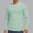 thumbnail image 2 of SAWOBUUN Mens Long Sleeve Striped T-Shirt Crew Neck Casual Basic Stripes Pullover Tee Tops, 2 of 6