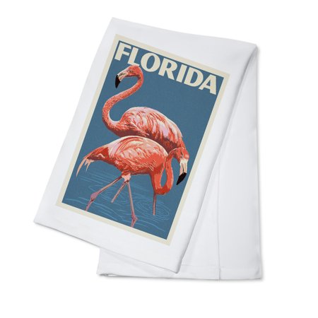

Florida Flamingo Letterpress (100% Cotton Tea Towel Decorative Hand Towel Kitchen and Home)