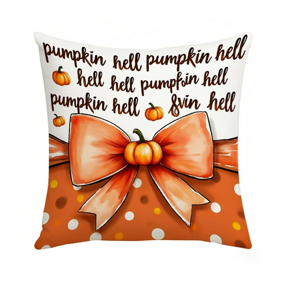 Wdhugt Thanksgiving Pillow Cover Fall Pumpkin Design Decorative Pillow Case With Hidden Zipper Soft Cotton Material 17.7 X 17.7 Inches Pillow Cover C