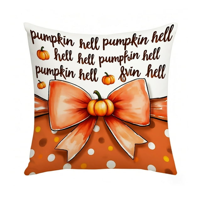 Thanksgiving Pillow Covers 17.7x17.7 Inches Fall Pumpkin Decorative Pillow Cases With Soft Fabric Hidden Zipper For Home Decor