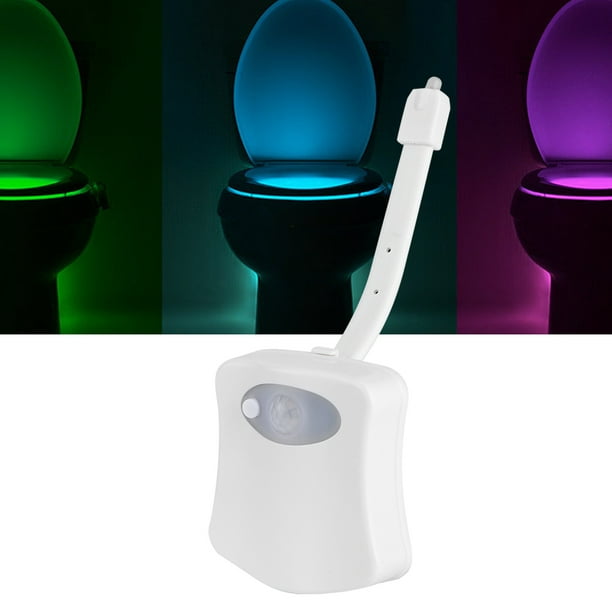 Ymiko lampe de toilette, 8 couleurs de couverture de toilette lumière corps  activé par mouvement Auto Double capteur salle de bain veilleuse Type  suspendu, lampe de toilette 