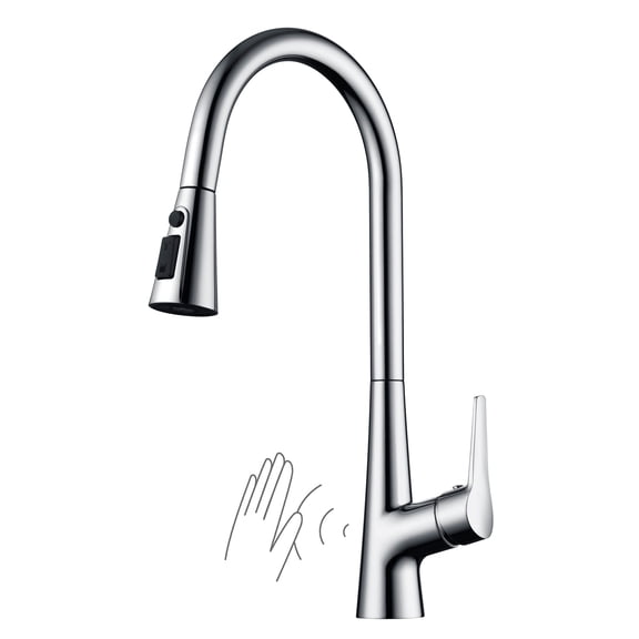 sumerain Touchless Pull Down Kitchen Faucet Hands-Free Motion Sensor Single Hole Kitchen Sink Faucet Chrome