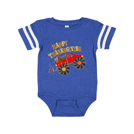 

Inktastic Happy Thanksgiving Monster Truck with Turkey and Food Gift Baby Boy or Baby Girl Bodysuit