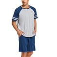 thumbnail image 4 of Ekouaer Mens Pajama Short Sets Short Sleeve Crewneck Pajama Lounge Set Raglan Sleepwear, 4 of 6