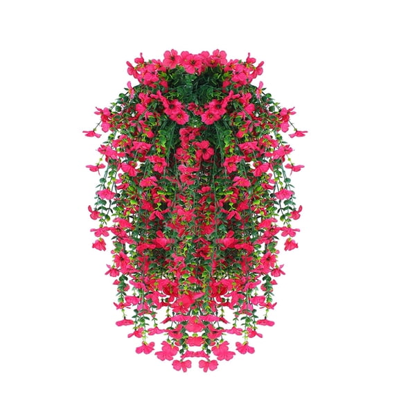 1 Pack Artificial Hanging Plants, 29.5 Inch UV Resistant Fake Vines with Eucalyptus & Violet Flowers for Outdoor Indoor, Plastic Hanging Greenery for Patio, Porch, Garden Decor