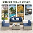 thumbnail image 6 of MRUAKA Outdoor Patio Furniture Set, 5-Piece Modular Sectional Sofa With Tea Table and Free Cushion, PE Wicker Outdoor Conversation Set for Patio, Garden, Backyard,Navy, 6 of 8