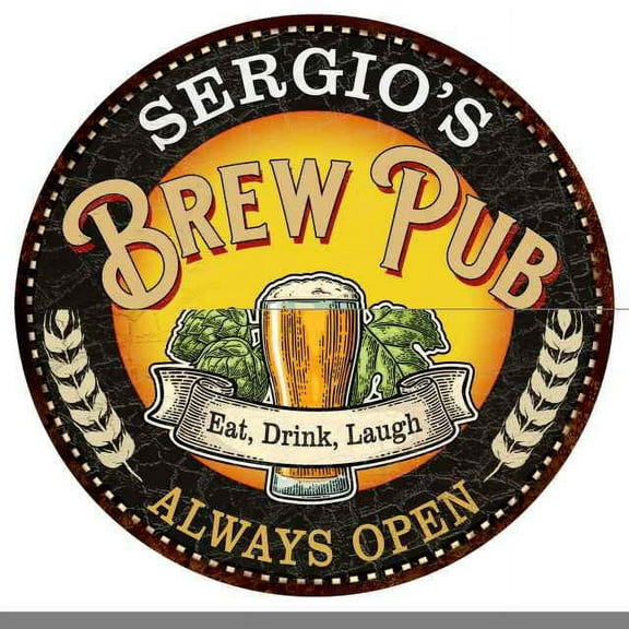 SERGIO'S Beer Pub Man Cave Metal Sign Home Decor 14 inch Round 100140025347