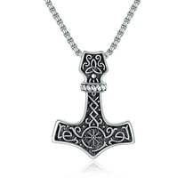 WINNICACA Norse Viking Thor's Hammer Necklace S925 Sterling Silver Viking Mjolnir Compass Amulet Pendant Jewelry Birthday Anniversary Fathers Day Valentines Day Gifts for Men