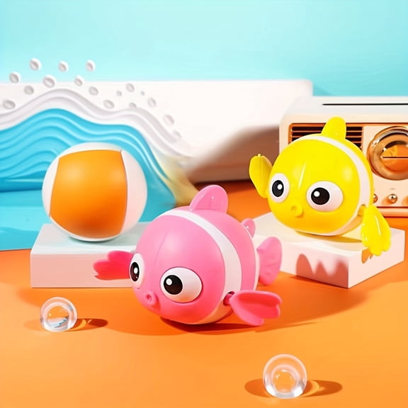 Kiddiway Baby Bath Toys Clownfish Wind-up - Moves and Runs in Water, Toddler Bath Toys No Holes, Great for Pool and Tub, Kids Water Toys Fun