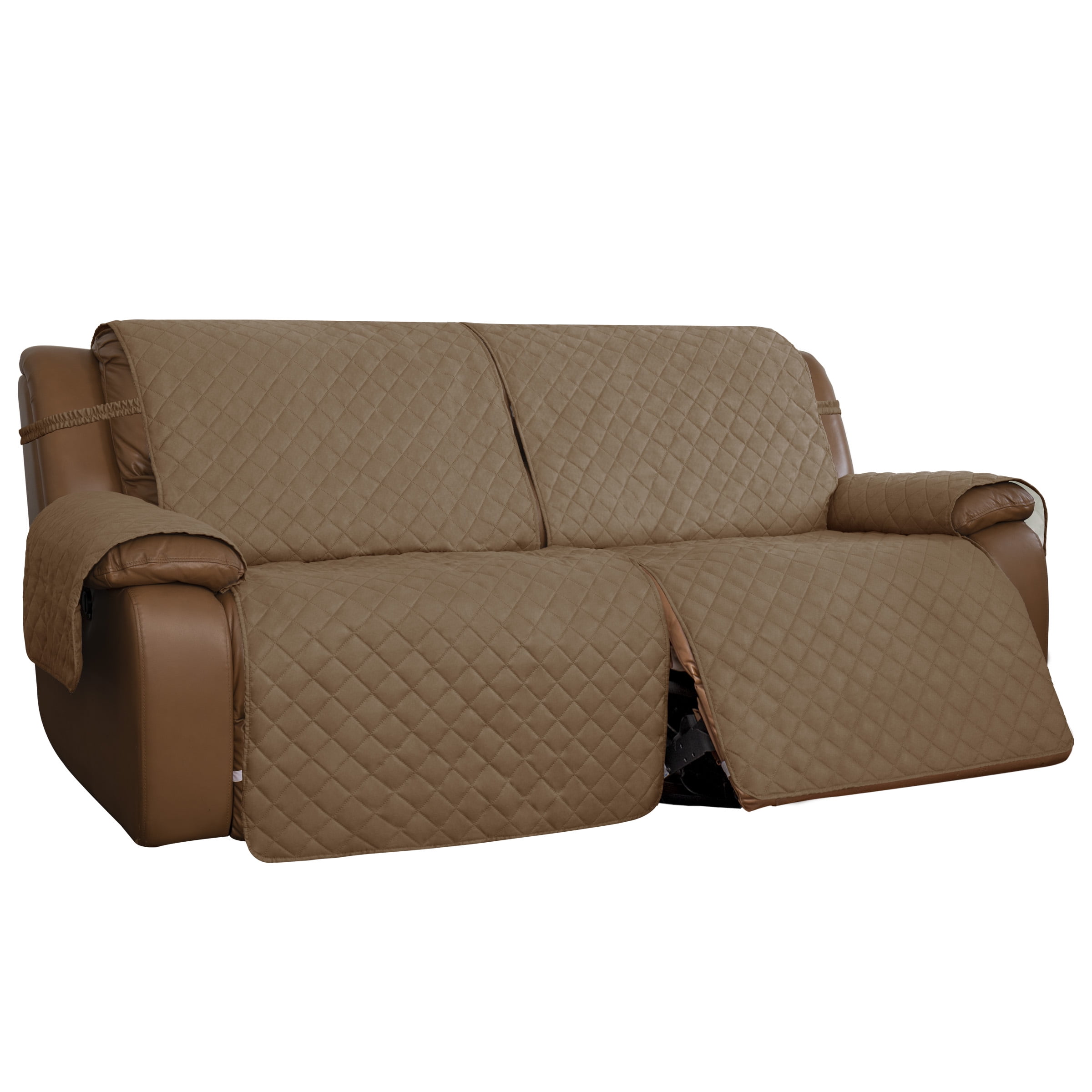 Triple Seater Reversible Sofa Furniture Slip Cover Protector Cream Chocolate 