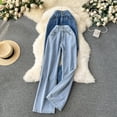 thumbnail image 1 of Pantalones vaqueros de cintura alta, pantalón Vintage desgastado, pierna recta, pierna ancha, largo hasta el suelo, primavera y otoño, 1 of 5