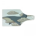 thumbnail image 1 of Whale Cutting Board, Whale Hovering on Sky Clouds Animal Fish Marine Life Nautical Sea Graphic Art, Tempered Glass Cutting and Serving Board, Wine Bottle Shape, Beige Slate Blue, by Ambesonne, 1 of 1