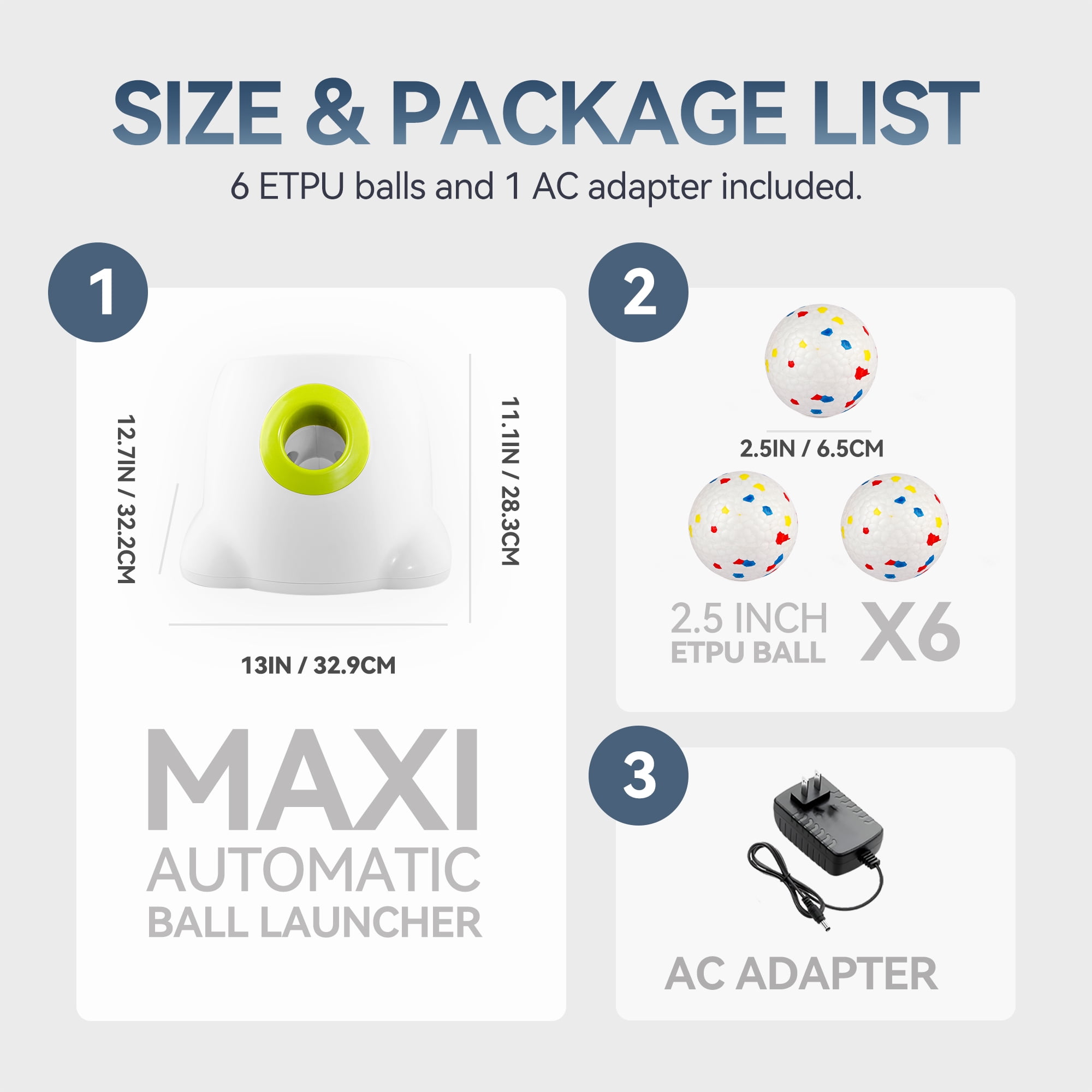 All For Paws Automatic Tennis Ball Launcher for Medium & Large Dogs, 6 ETPU Balls Included, Maxi