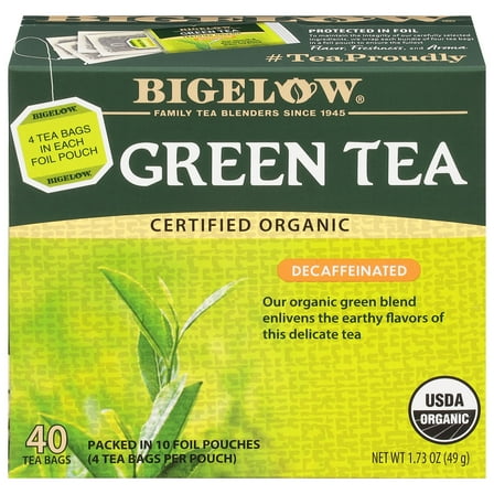 Pack of 2 - Bigelow Tea Decaffeinated Organic Green Tea Bags, 40 Ct Packaging May Vary