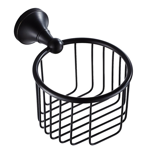 Latón En Soporte De Papel Higiénico Alambre Colgador De Tejido Canasta - Brillante Negro