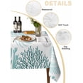 thumbnail image 2 of Teal Green Crab Coastal Table Cloth, Summer Coral Nautical Waterproof Tablecloth for Rectangle Tables, Reusable Washable Fabric Table Cover for Restaurant Kitchen Dining Tables 60"x102", 2 of 6