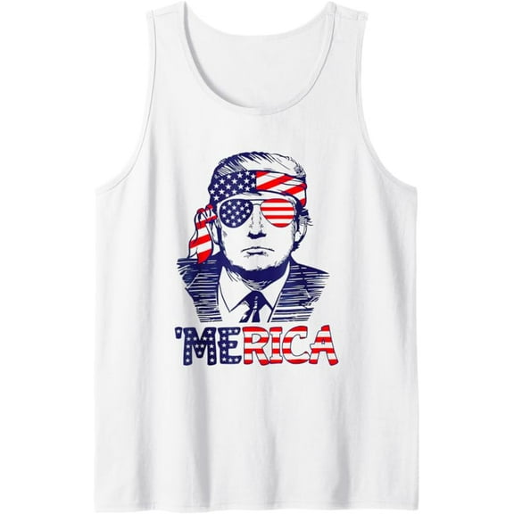 Cool 'MERICA TRUMP Happy 4th Of July Trump American Flag Tank Top