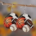 thumbnail image 3 of Product Category Earrings | Flower Football Baseball Basketball Pendant Wooden Double Ear Jewelry Listing, 3 of 6