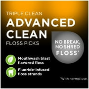 DenTek Advanced Clean Triple Clean Floss Picks, Removes Plaque and Bacteria, 150 Count