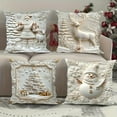 thumbnail image 3 of Vintage Christmas Throw Pillow Covers Set of 4, 3D Xmas Tree Santa Deer Snowman Cushion Cover, Christmas Themed Printed Pillowcase for Sofa Bed Couch Home Decor (15.75" x 15.75"), 3 of 10