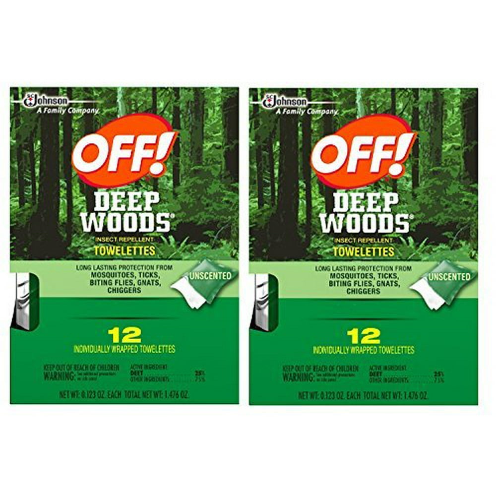 Off Deep Woods Insect Repellent Wipes 12 Towelettes 2 Pack Walmart