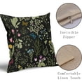 thumbnail image 4 of Spring Floral Pillow Covers 16x16 Set of 2 Black Sage Green Wild Flower Plant Vintage Botanical Print Decorative Throw Pillow Cases Outdoor Seasonal Farmhouse Decor for Sofa Couch Bed, 4 of 6
