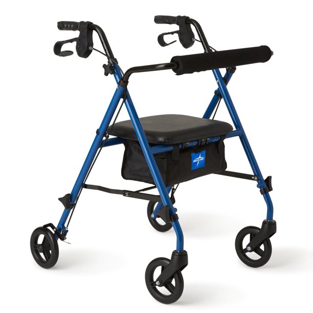 Medline Universal Adjustable Width Rollator, Folding Rolling Walker, 6