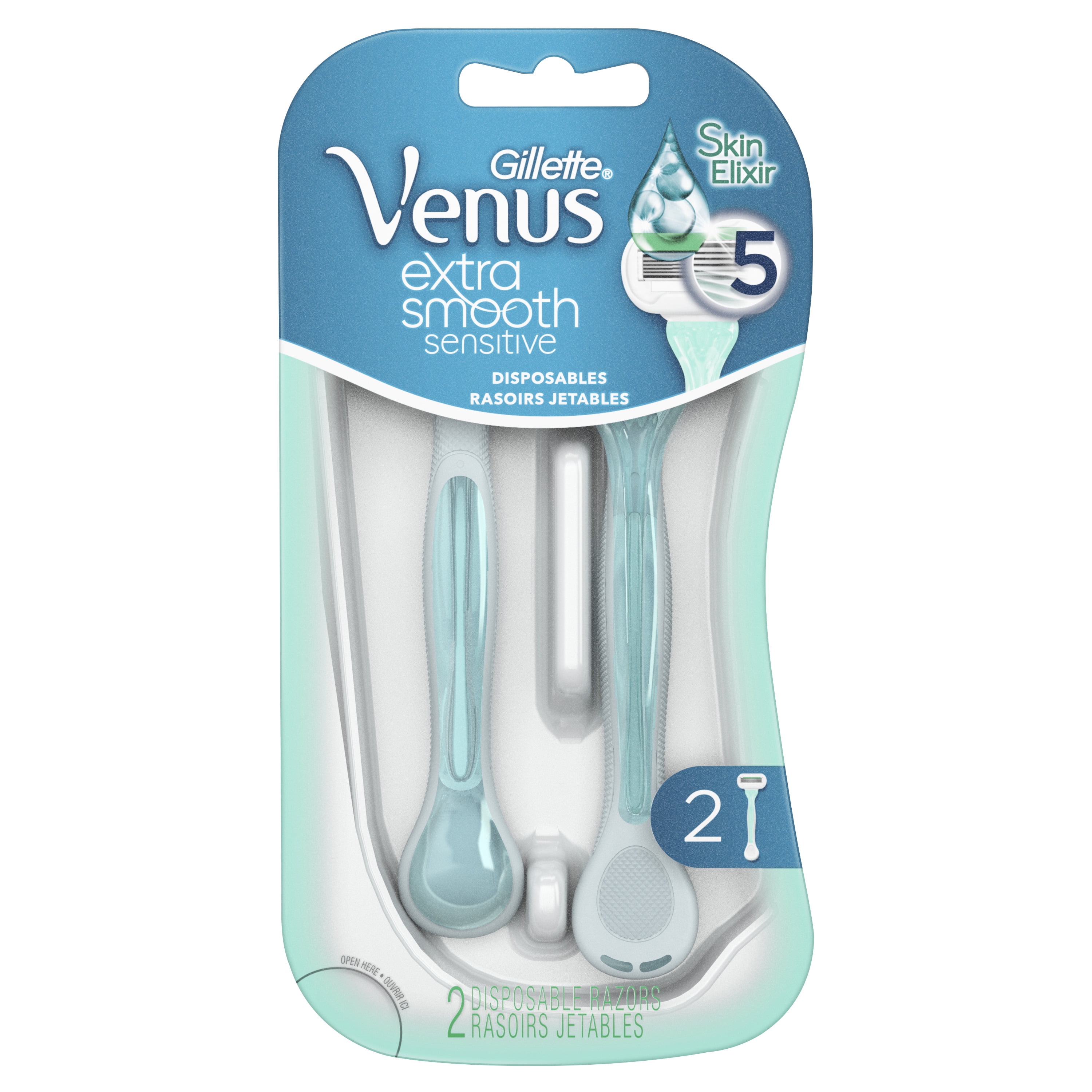 Gillette Venus Extra Smooth Sensitive Womens Disposable Razors, 2 ct ...