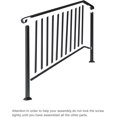 thumbnail image 5 of Handrails for Outdoor Steps, Black Wrought Iron Handrail Fits 4 or 5 Steps, Transitional Handrail with Installation Kit, Stair Railing for Concrete Steps or Wooden Stairs, 5 of 7