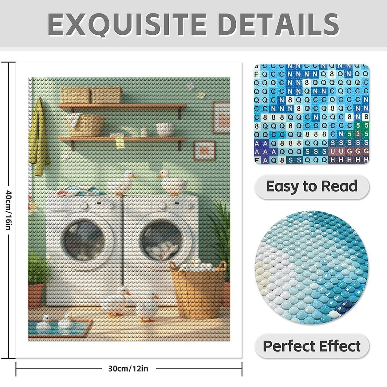 Diamond Art Kits for Adults - 5d Laundry Room Ducks Playful Scene Diamond Painting for Adults, Diamond Art for Adults Beginners, Diamond Painting Kits for Adults for Home Wall Decor