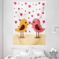 thumbnail image 1 of Kissing Tapestry, Valentine Days Themed Cartoon Animated Little Heart Shape Birds Demonstration, Wall Hanging for Bedroom Living Room Dorm Decor, 60W X 80L Inches, White Multicolor, by Ambesonne, 1 of 2