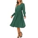 thumbnail image 4 of VESTIDOS V DE CUELLO INSPIRADORES CHIC PARA MUJERES, CON MANGAS PUFF PLISADAS, ELEGANTE Y CASUAL, MIDI, COLOR VERDE OSCURO, 4 of 5