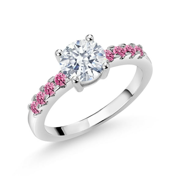 Gem Stone King Red and White Zirconia CZ Engagement Anniversary Promise Ring for Women (1.14 Cttw, Gemstone, Round 6MM, Size 7)