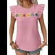 thumbnail image 1 of Blusa de Verano con Bordado Floral para Mujer, Cuello Redondo, Corta Rosa M, 1 of 9