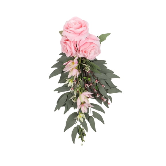 Wedding Decorations for Ceremonywedding Aisle Chair Decorations Flowers Rose Floral Wedding Chair Back Flowers with Leaves and Ribbons Church Chair Flowers for Wedding Ceremony Decor