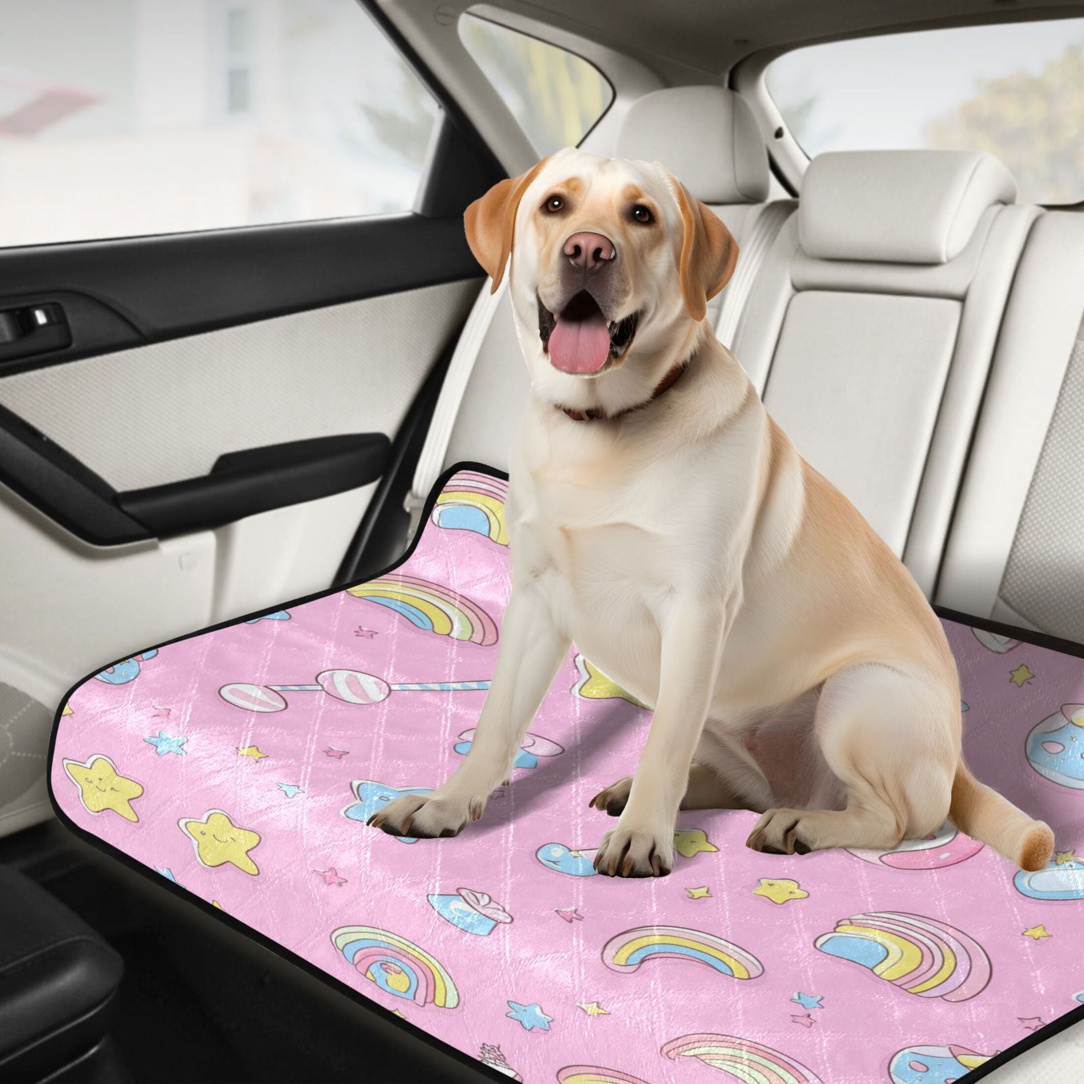 Qxltty A Pattern Of Kawaii Candy and Stars Cat litter Pads Pet Set of 2 Diaper Mats Center Anti-leakage Layer Absorbent Soft and Comfortable