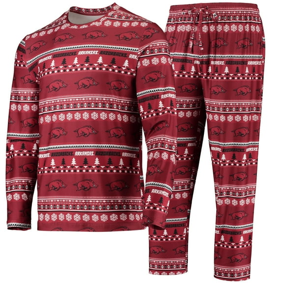 Men's Concepts Sport Cardinal Arkansas Razorbacks Ugly Sweater Long Sleeve Top and Pants Sleep Set