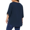 thumbnail image 4 of DARING DIVA Women's Plus Petal Sleeve Swiss Dots Blouse T-Shirt Tops L Navy Blue, 4 of 6