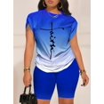 thumbnail image 3 of Conjunto Casual Diario De Dos Piezas, Camisetas De Manga Corta Con Estampado De Letras Faith Y Conjuntos De Pantalones Cortos Sólidos, Ropa De Mujer, 3 of 4