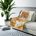 thumbnail image 3 of Welcome Fall Samoyed Cozy Autumn Field Pumpkins Golden Leaves Cozy Sherpa Blanket Siberian Sammy Dog Lover Warm Soft Throw Blanket - 12013, 3 of 5