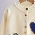 thumbnail image 6 of Auroural Girls Cardigan 7-8 Open Front Girls Heart Patch Knit Cardigan Long Sleeve Colorful Button Down Crew Neck Sweater Coat Kids 1-10 Years, 6 of 9