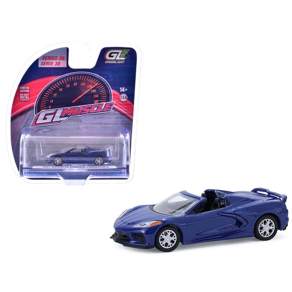 2021 Chevrolet Corvette Stingray Convertible Elkhart Lake Blue "GreenLight Muscle" Series 1/64 Diecast Model Cars by Greenlight